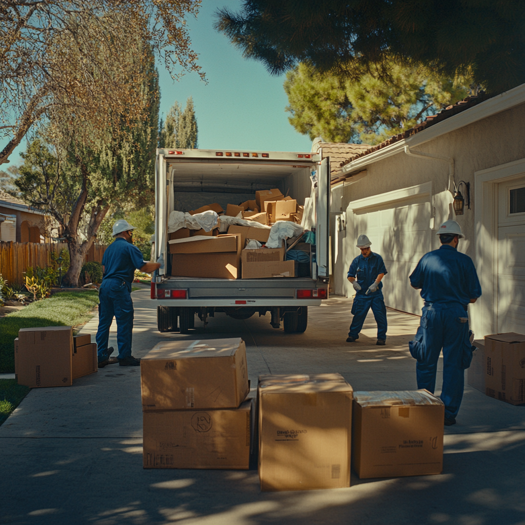 Professional junk removal team in Sunnyvale loading boxes